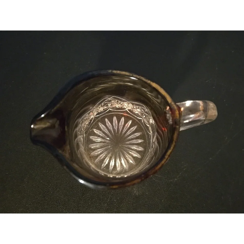 ANTIQUE EAPG GLASS CREAMER‎ RUBY DIAMOND FLASH RED TOP 2.5